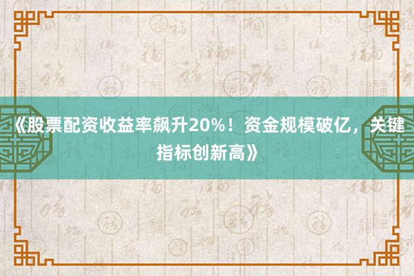 《股票配资收益率飙升20%！资金规模破亿，关键指标创新高》