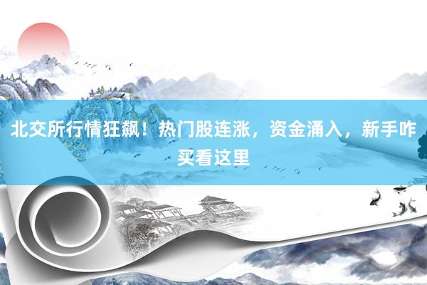 北交所行情狂飙！热门股连涨，资金涌入，新手咋买看这里